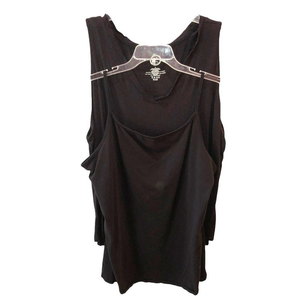 Lot of 2 Maurices 24/7 Womens Size 2X Black Sleeveless Spaghetti Tank Top Shirt